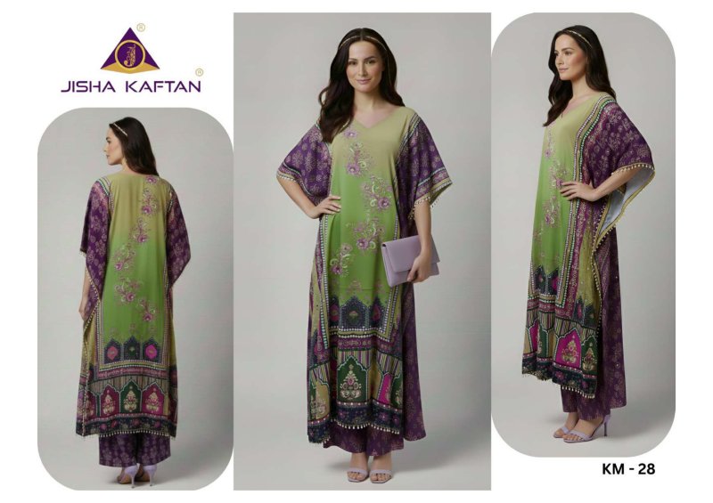 Kaftan Co Ord Set With Value Addition Vol 4 By Jisha Poly Feather Silk Kaftan 